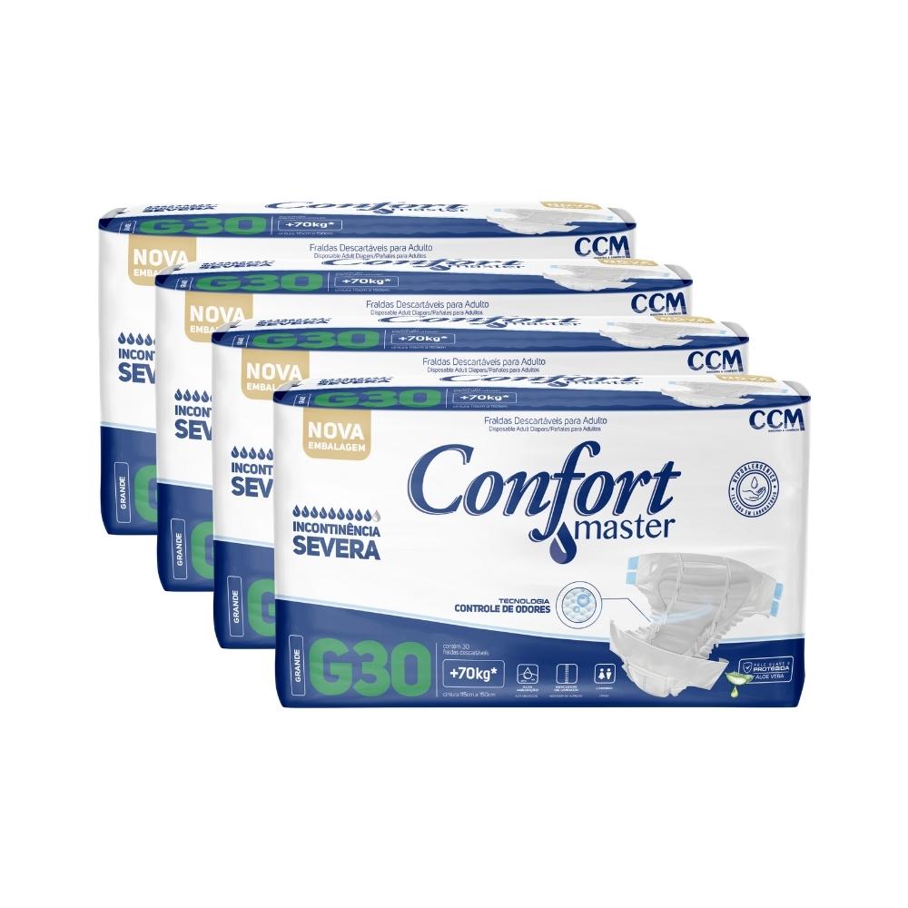 Encontraproduto.com.br - Kit 4 Fraldas Geriátricas Confort Master Econ - Tam. M - 30 Unidades