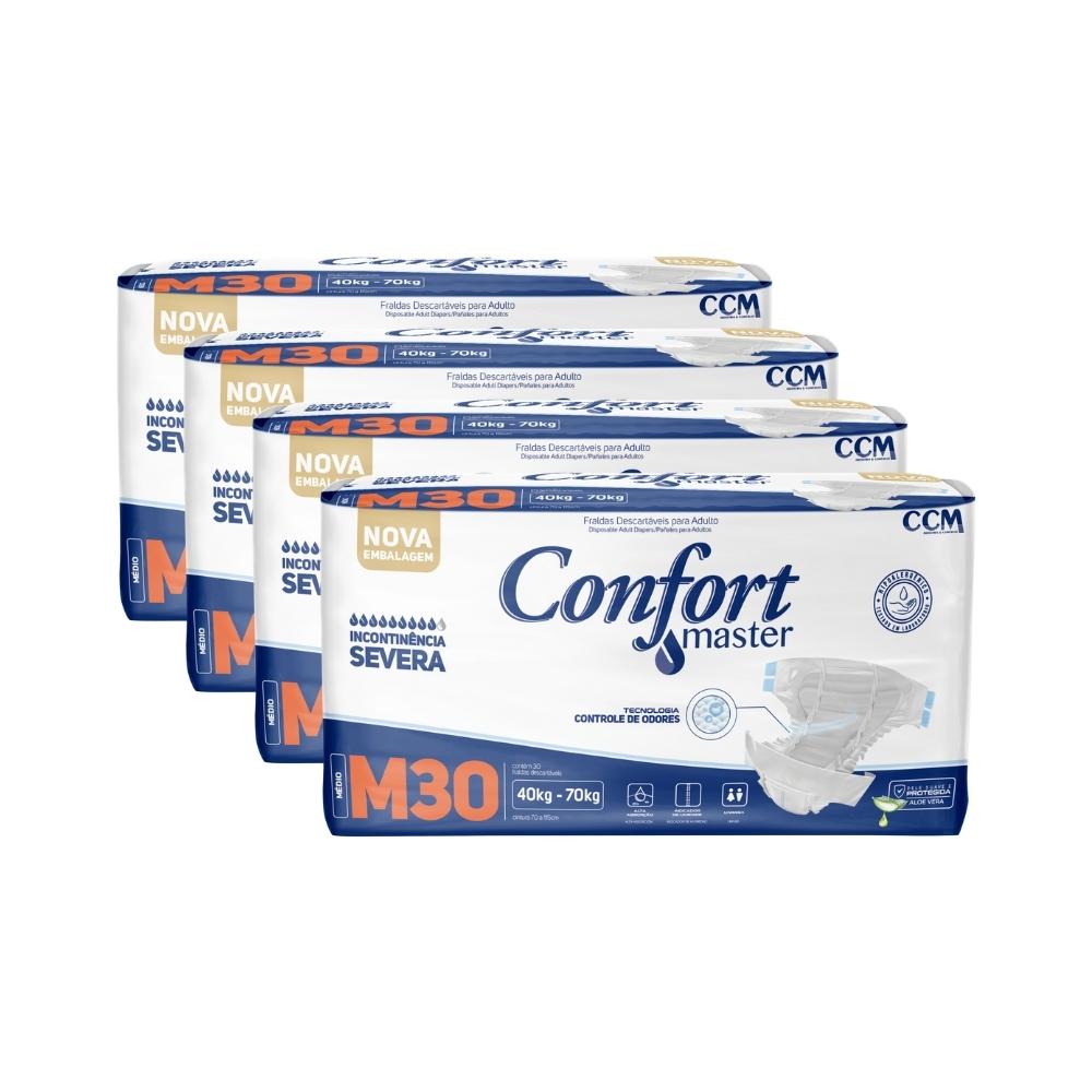 Encontraproduto.com.br - Kit 4 Fraldas Geriátricas Confort Master Econ - Tam. M - 30 Unidades