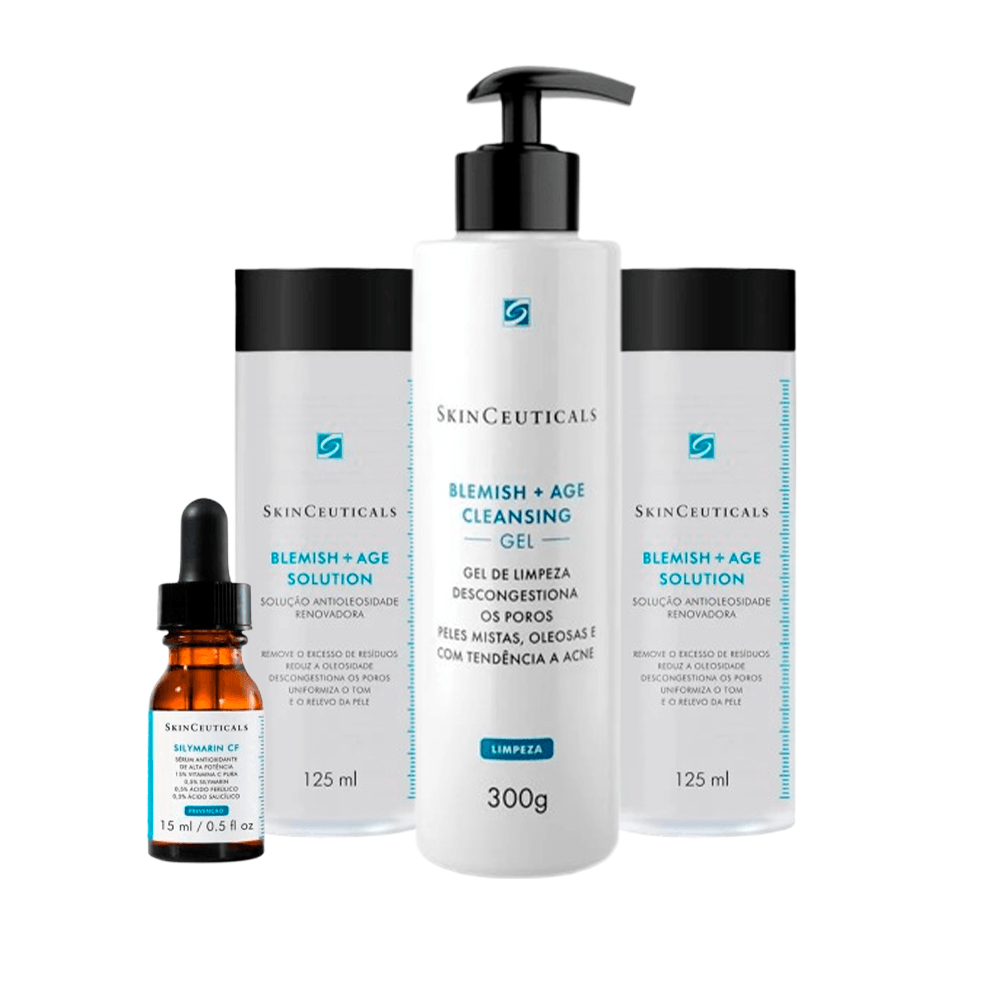 Kit SkinCeuticals Gel de Limpeza Facial Blemish 300g + Tônico Facial Blemish 125ml 2 Unidades + Sérum Facial CF 15ml