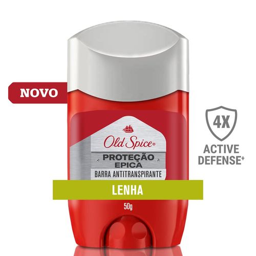 Desodorante Old Spice Proteção Épica Active Defense Lenha Barra 50g