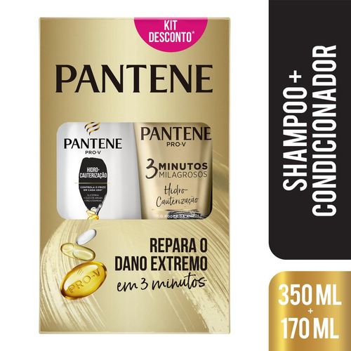 Shampoo Pantene Hidro Cauterização 350ml+ Condicionador Pantene Hidro Cauterização 3 Minutos Milagrosos 170ml
