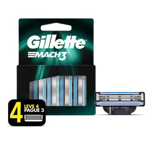 Gillette Mach3 Refis Para Aparelho De Barbear Com 3 Lâminas Mais Afiadas Com  4 Unidades