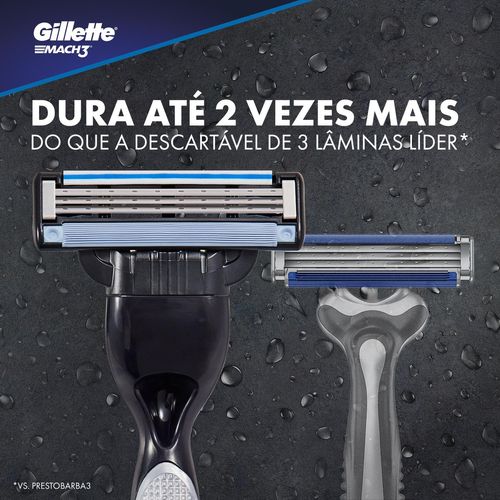 Gillette Mach3 Refis Para Aparelho De Barbear Com 3 Lâminas Mais Afiadas Com  4 Unidades