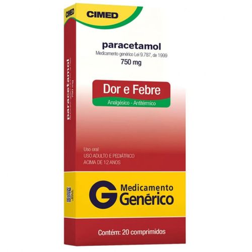 Paracetamol 750mg Com 20 Comprimidos Generico Cimed