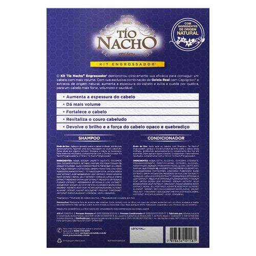 Shampoo Tio Nacho Antiqueda Engrossador 415ml+ Condicionador Tio Nacho 200ml Com Preço Especial
