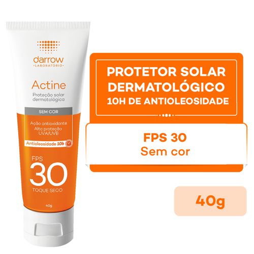 Protetor Solar Facial Actine Com Cor 10h De Antioliosidade Fps30 Toque Seco 40g