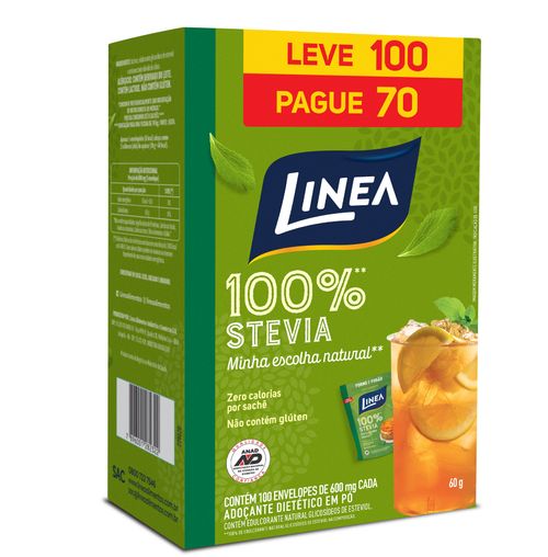 Adoçante Linea Stevia Pó Leve 100 Pague 70 Envelopes