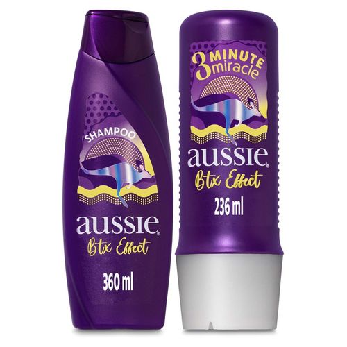 Shampoo Aussie Btx Effect 360ml+ Creme De Tratamento Aussie 3 Minute Miracle Btx Effect 236ml