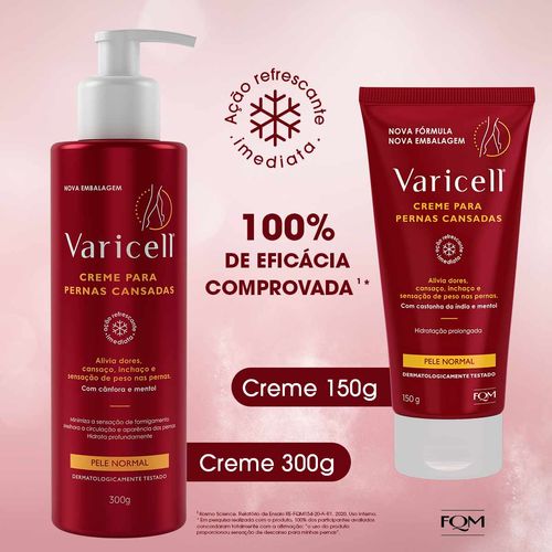 Varicell Creme Para Pele Normal 150g - Alívio Para Varizes, Dores E Pernas Cansadas