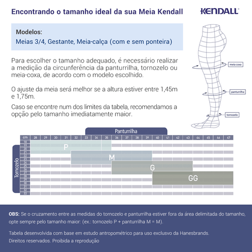 Meia Kendall 3/4 20-30 mmhg Com Ponteira 1502 GG Mel