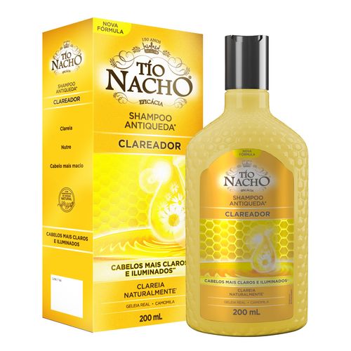 Tio Nacho Shampoo Clareador, Geleia Real E Camomila, Cabelo Visivelmente Mais Claro, 200ml
