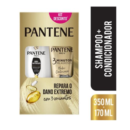 Shampoo Pantene Hidro Cauterização 350ml+ Condicionador Pantene Hidro Cauterização 3 Minutos Milagrosos 170ml