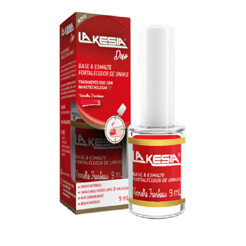 Lakesia Duo Esmalte Fortalecedor Vermelho Framboesa, Proteção E Tratamento Para Unhas Saudáveis, Vegano, 9ml