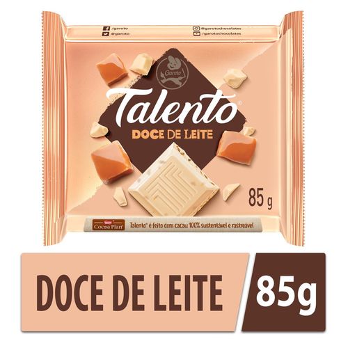 Chocolate GAROTO TALENTO Branco com Doce de Leite 85g