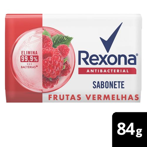 Sabonete Barra Antibacterial Frutas Vermelhas Rexona Envoltório 84g