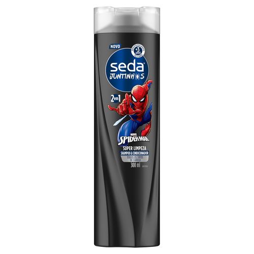 Shampoo Infantil 2 Em 1 Spider-Man Seda Juntinhos Super Limpeza Frasco 300ml