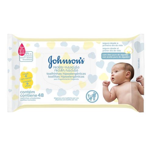 Lenços Umedecidos Johnsons Baby Recém-nascido Sem Fragrância 48 Unidades