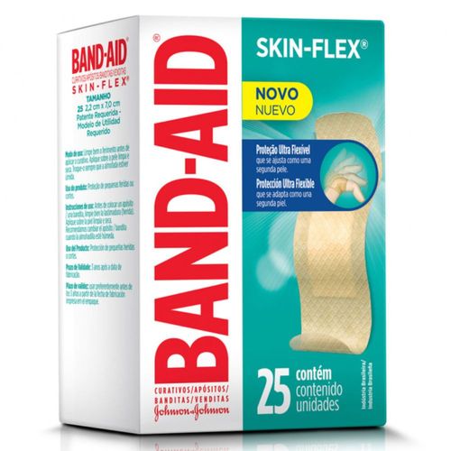 Curativo Band Aid Skin Flex Proteção Ultra Flexível Com 25 Unidades