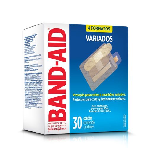 Curativo Band Aid Transparente 4 Formatos Variados  Com 30 Unidades