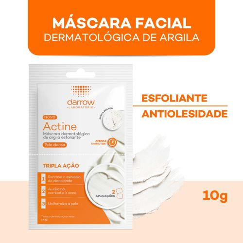 Mascara Facial Actine De Argila Branca Esfoliante Para Pele Oleosa Com 2 Aplicações De 5g Cada