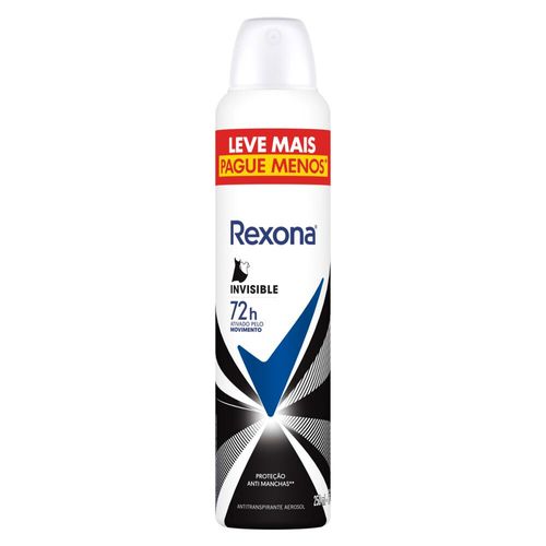 Desodorante Antitranspirante Aerosol Rexona Invisible 250 ml