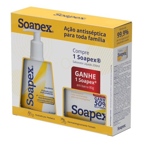 Soapex Sabonete Líquido 250ml Grátis Soapex Sabonete Barra 80g