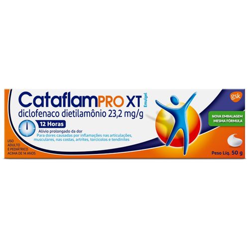 CataflamPRO XT Emulgel 12 horas Analgésico Anti-Inflamatório para Tratamento da Inflamação Muscular e Dor nas Articulações com 50g