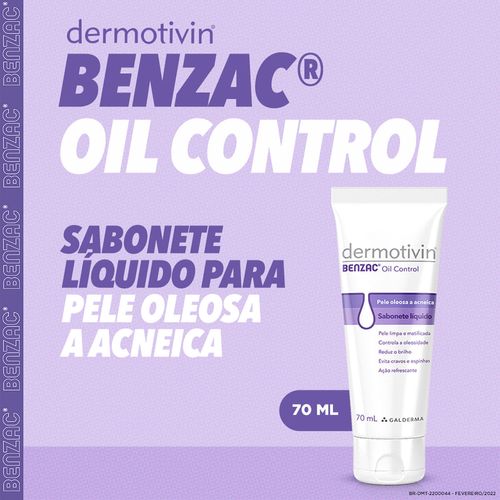 Sabonete Líquido Para Pele Oleosa E Acneica Dermotivin Benzac Oil Control 70ml