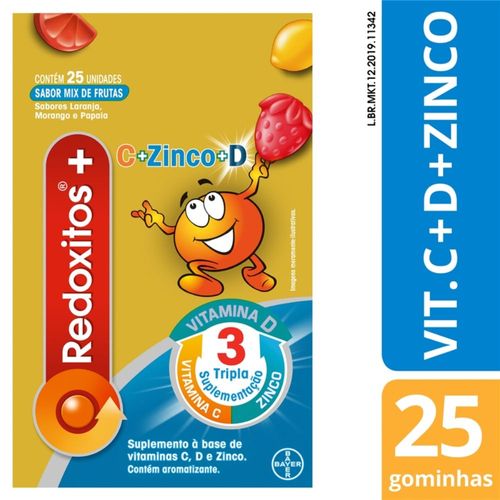Redoxitos + Com Vitaminas C, D E Zinco Mix De Frutas (Laranja Morango Papaia) Com 25 Unidades