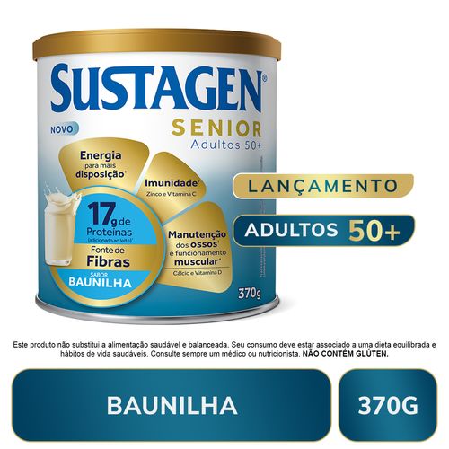 Sustagen Senior Complemento Alimentar 50+ Sabor Baunilha Lata 370g