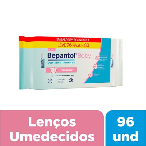 Kit Bepantol Baby Lenços Umedecidos Para Bebês Leve 96 Pague 80 unidades