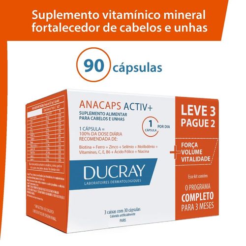 Ducray Anacaps Activ+ Com 90 Cápsulas
