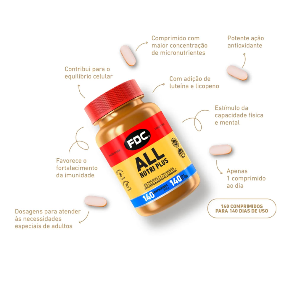 Encontraproduto.com.br - Suplemento Vitamínico All Nutri Plus FDC 140 Comprimidos