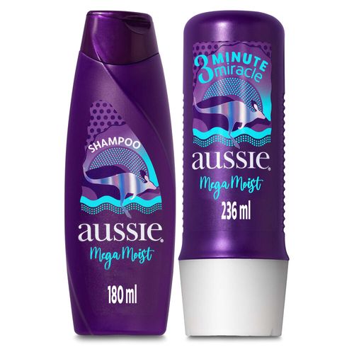 Shampoo Aussie Moist 180ml + Creme Tratamento Aussie Moist 3 Minute Miracle 236ml Preço Especial