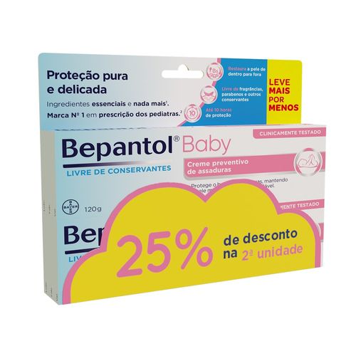 Kit Bepantol Baby Creme Antiassaduras Para Bebês 120g com 25% off na segunda unidade