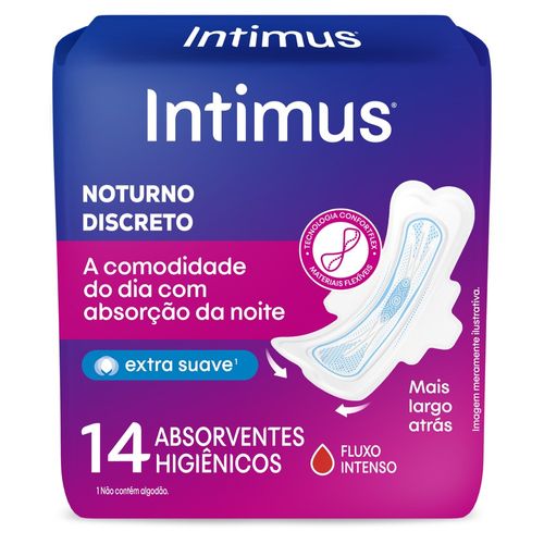 Absorvente Intimus® Noturno Discreto C/Abas - 14 UN