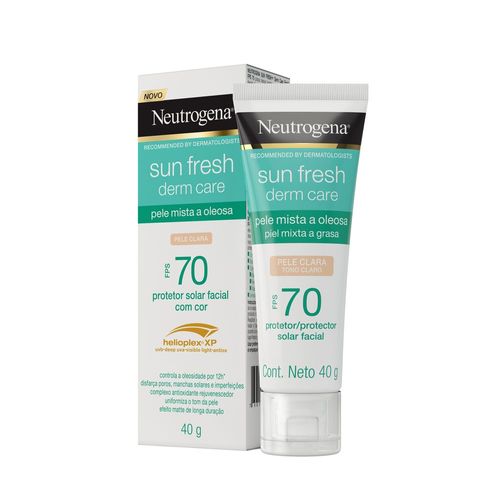Protetor Solar Facial Neutrogena Sun Fresh Derm Care Fps70 Pele Mista A Oleosa Pele Clara 40g