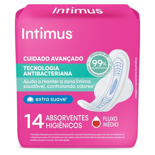 Absorvente Intimus® Tecnologia Antibacteriana C/Abas - 14un