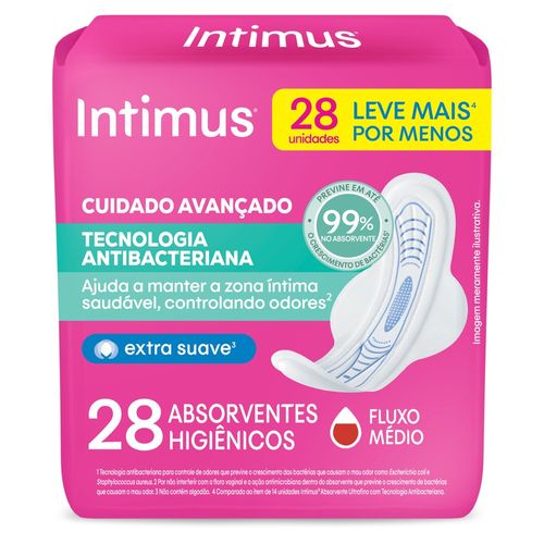 Absorvente Intimus® Tecnologia Antibacteriana C/Abas - 28un