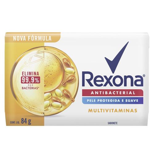 Sabonete Barra Antibacterial Multivitaminas Rexona Envoltório 84g