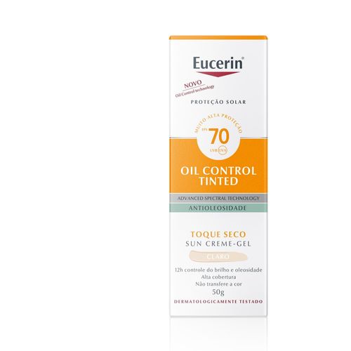 Eucerin Sun Creme Gel Facial Oil Control Tinted Claro Fps 70 50ml