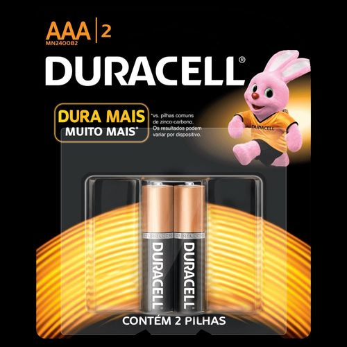 Pilha Alcalina AAA Duracell 1.5V Palito - 2 unidades