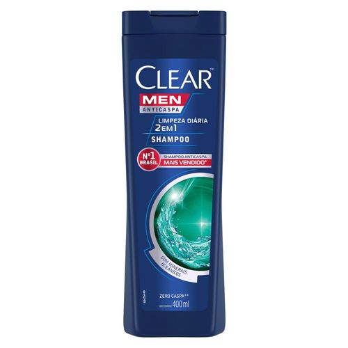 Shampoo Anticaspa Clear Men Limpeza Diária 2 Em 1 400 Ml
