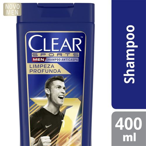 Shampoo Anticaspa Clear Men Sports Cristiano Ronaldo Limpeza Profunda 400 Ml