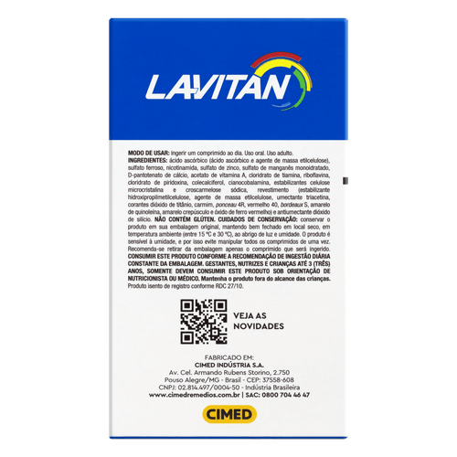 Multivitamínico Lavitan Az Original Com 60 Comprimidos