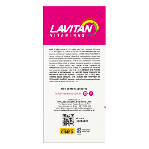 Multivitamínico Infantil Lavitan Solução Oral Com 240Ml Sabor Tutti Frutti