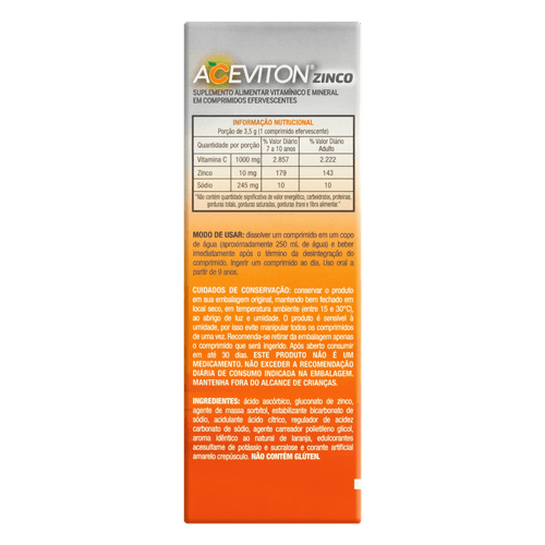 Vitamina C Aceviton Zinco 30 Comprimido Efervescente