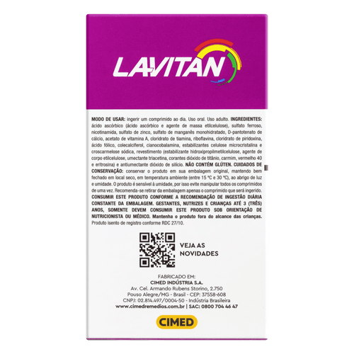 Multivitamínico Lavitan Az Mulher Com 60 Comprimidos