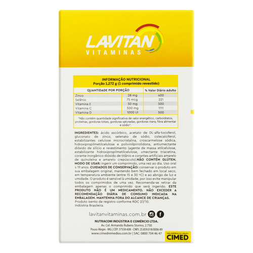 Multivitamínico Lavitan Imunidade Cdzse Com 30 Comprimidos