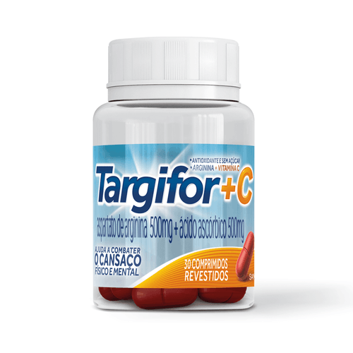 Targifor C Com Aspartato De Arginina 500 Mg + Vitamina C 500mg 30 Comprimidos